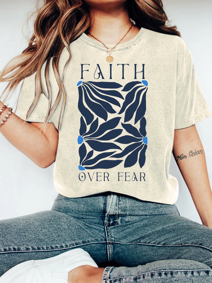 Faith Over Fear Christian Vintage Distressed Shirt