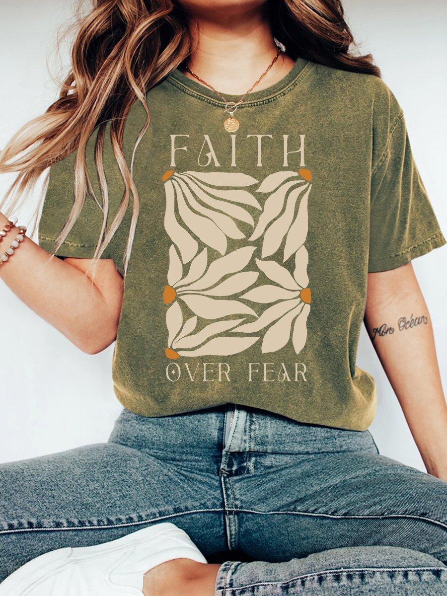 Faith Over Fear Christian Vintage Distressed Shirt