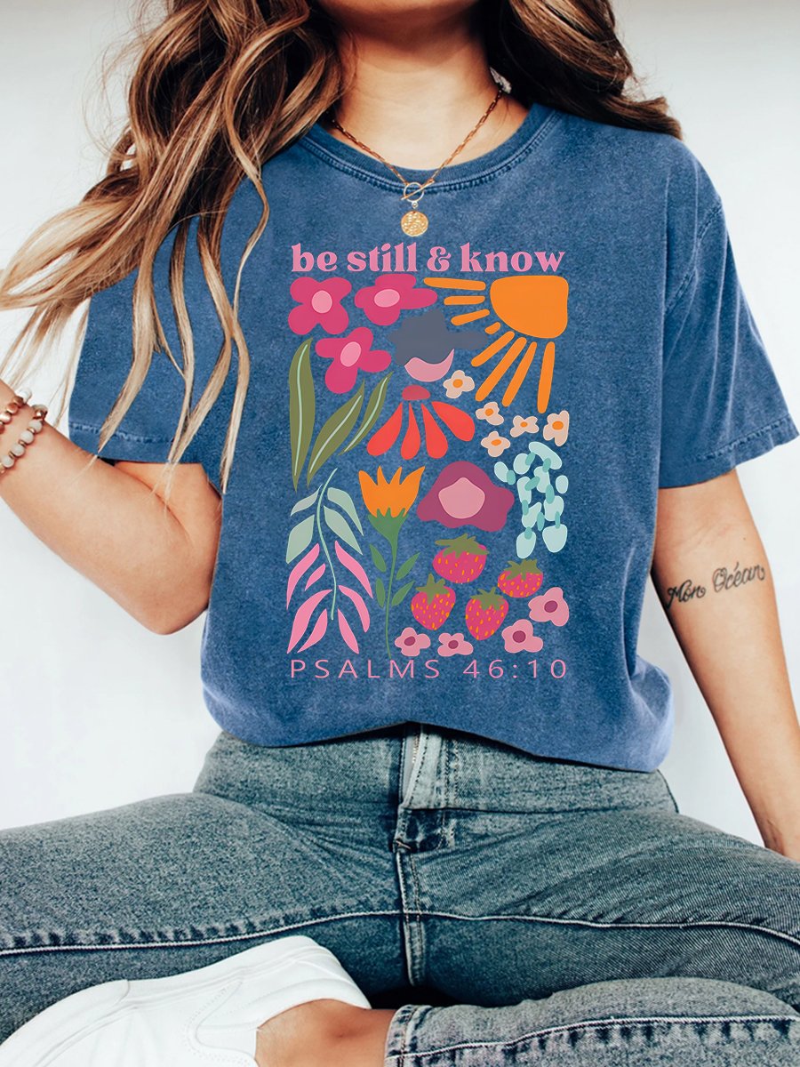 Be Still And Know Christian Washed T-Shirt Vintage Distressed Shirt