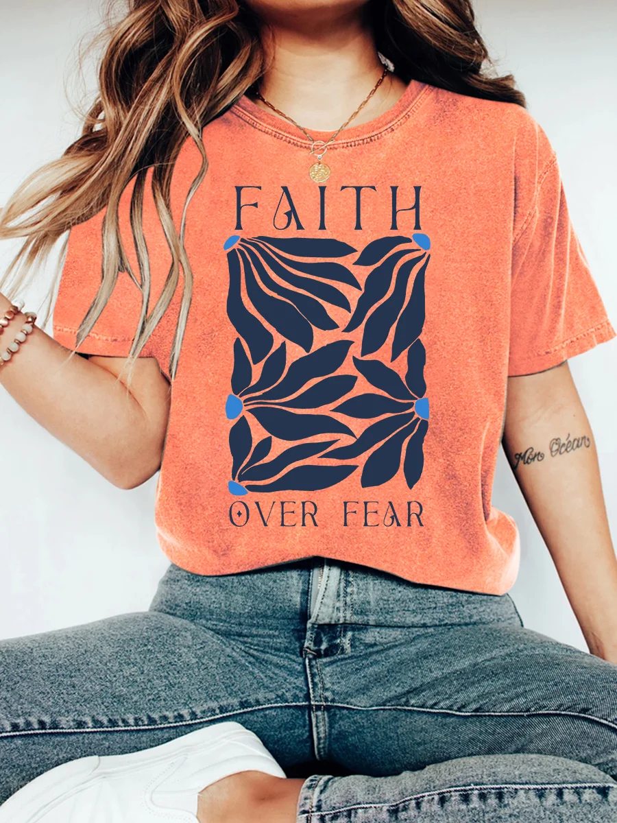 Faith Over Fear Christian Vintage Distressed Shirt