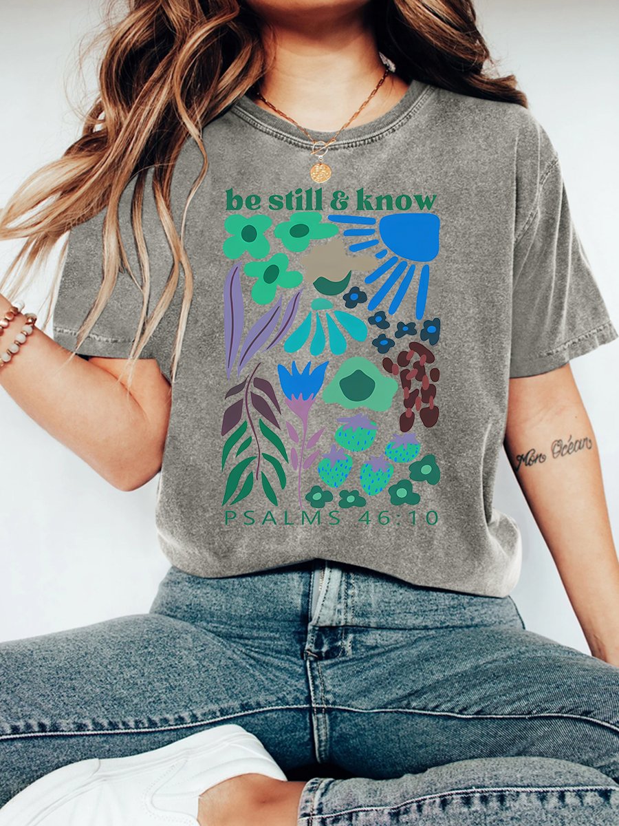 Be Still And Know Christian Washed T-Shirt Vintage Distressed Shirt