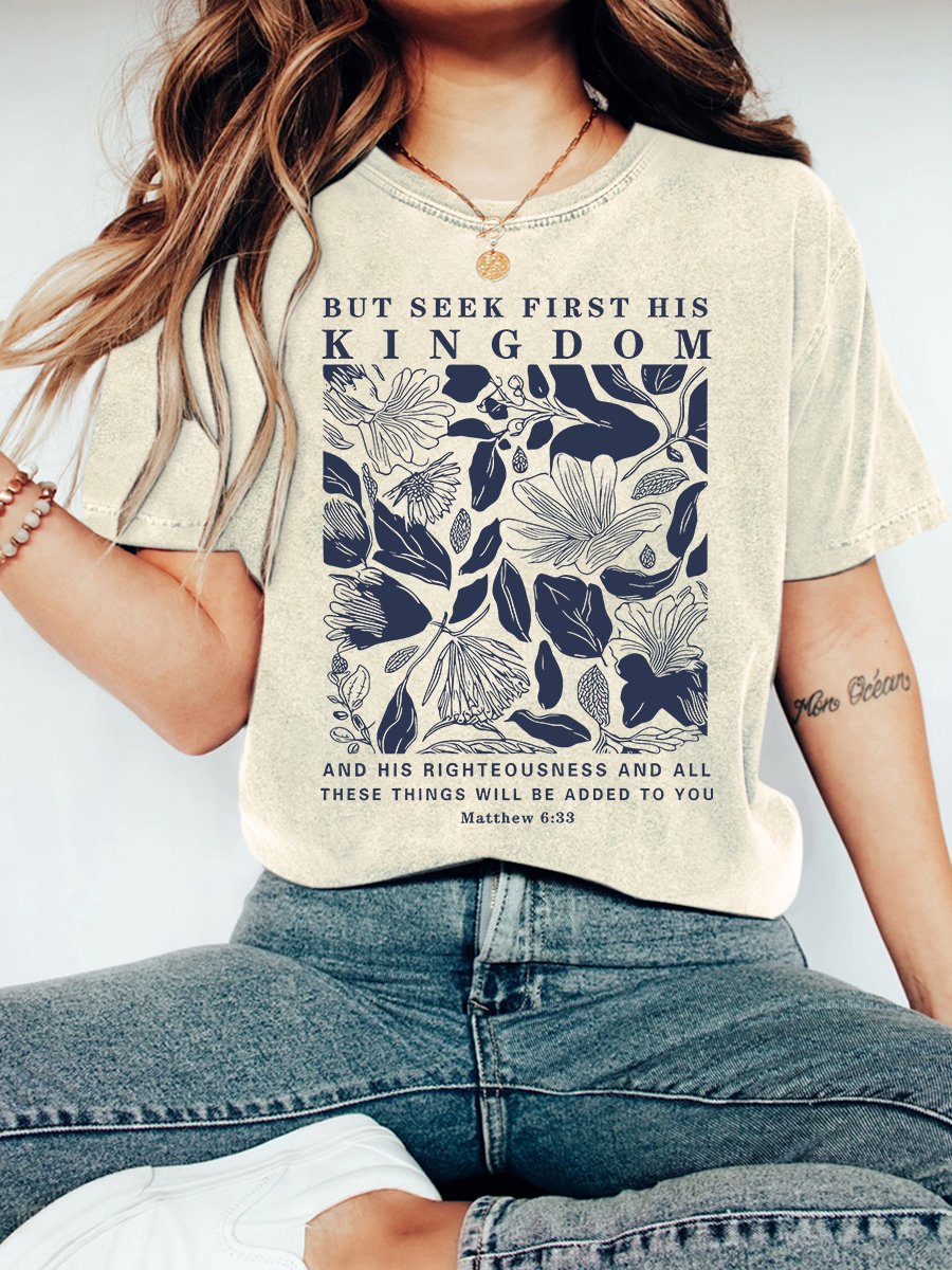 But Seek First His Kingdom Christian Vintage Distressed Shirt