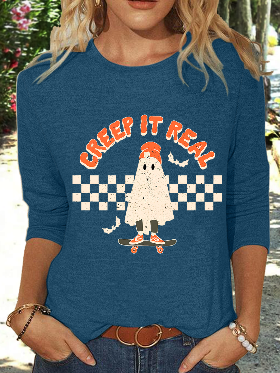 Halloween Creep it Real  Sarcastic Long sleeve Shirt