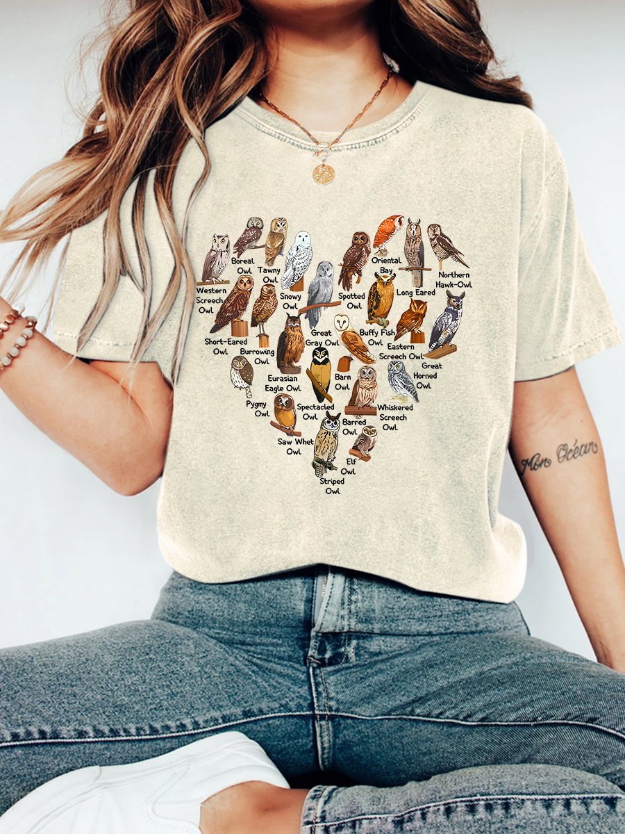 Love Owls Heart Vintage Distressed Shirt