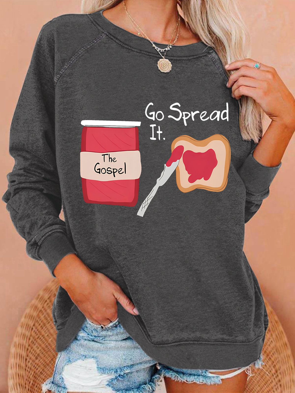 The Gospel Go Spread It Christian Crew Neck Casual Sweatshirt