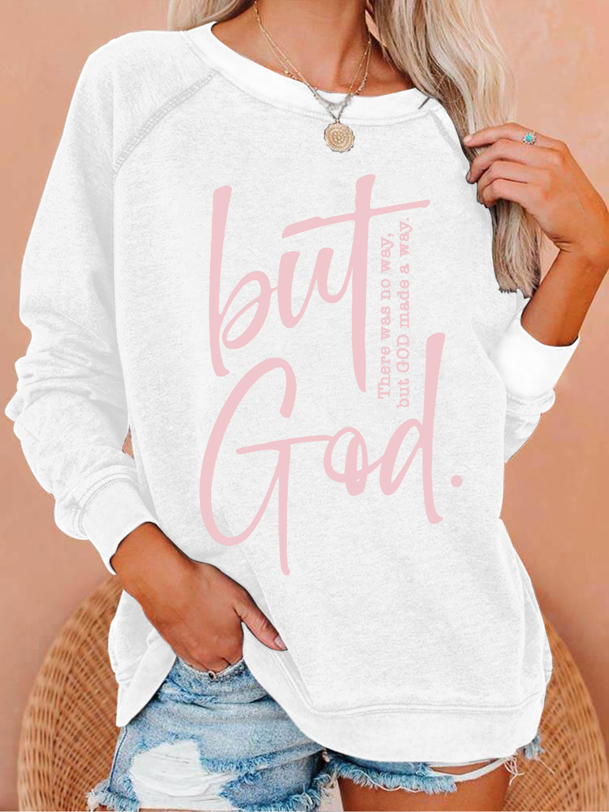 There Is No Way But God Made A Way Christian Casual Regular Fit Text Letters Sweatshirt