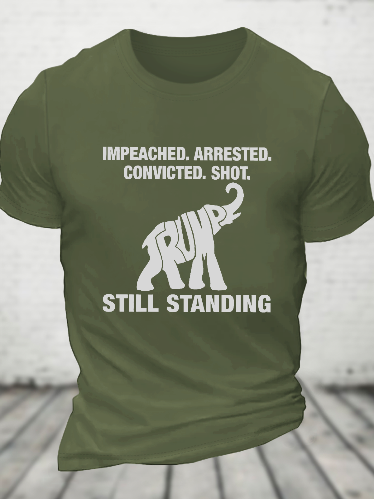 Impeached Arrested Convicted Shot Still Standing Cotton T-Shirt