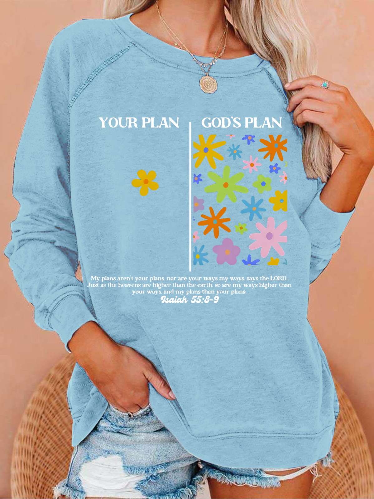 Your Plan And God's Plan Christian Casual Text Letters Sweatshirt