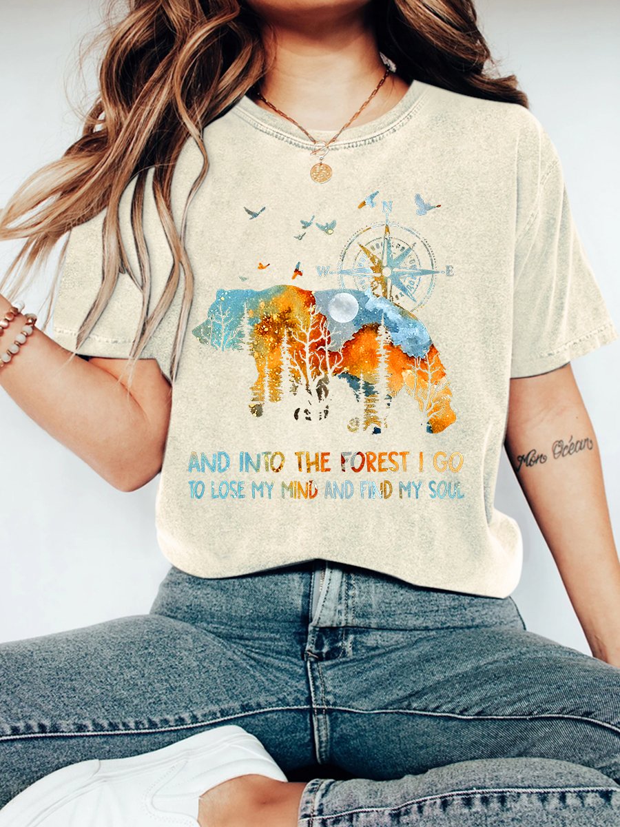 Into The Forest I Go Bear Vintage Distressed Shirt