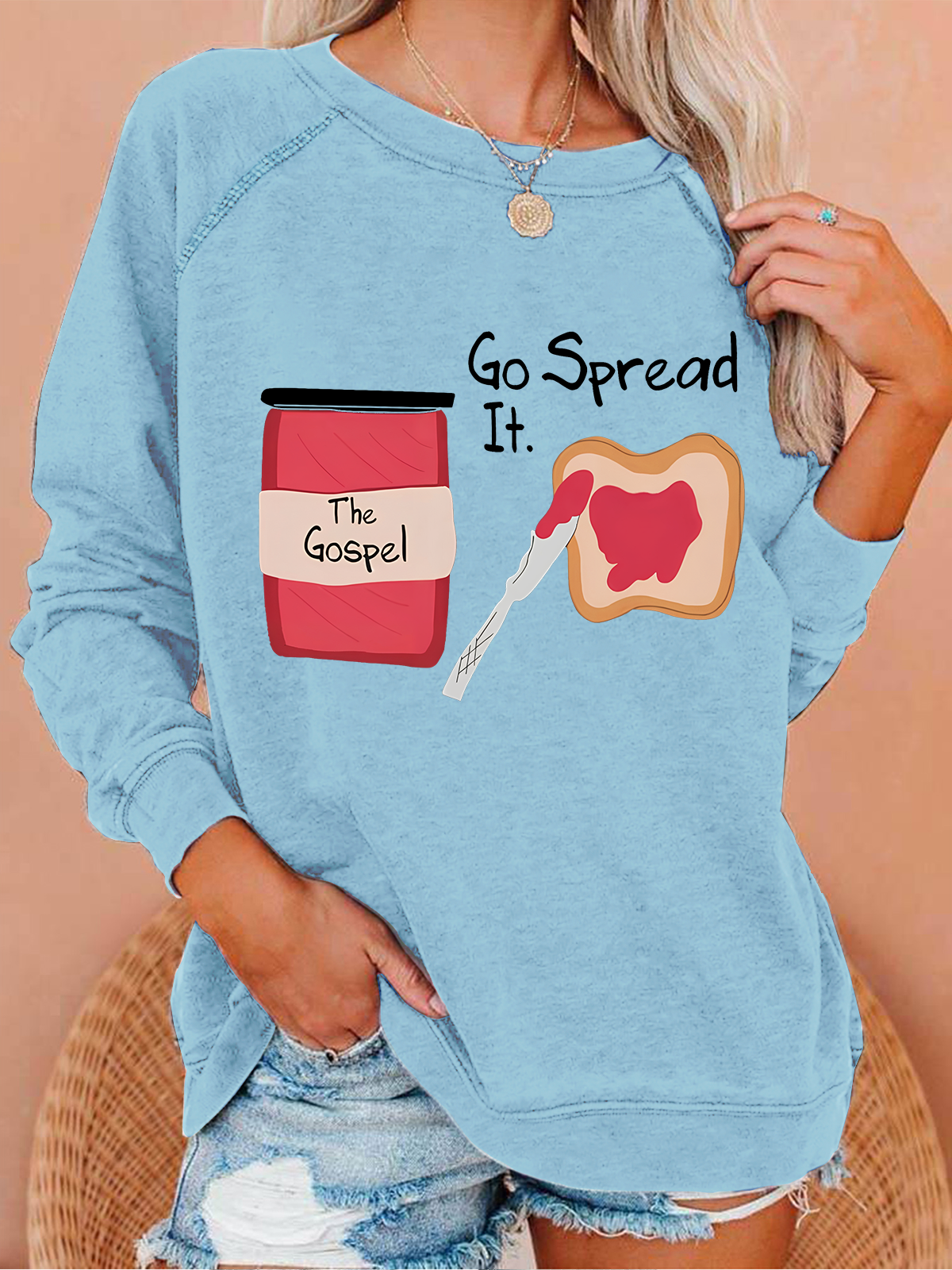 The Gospel Go Spread It Christian Crew Neck Casual Sweatshirt