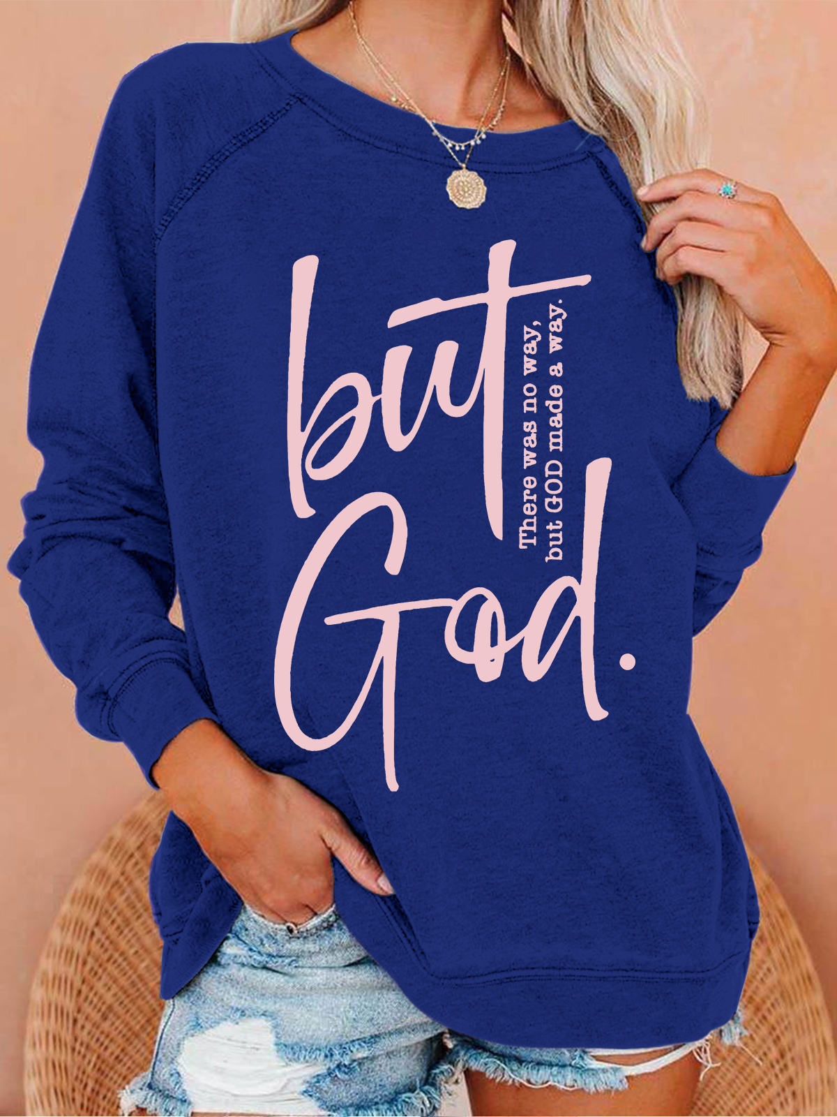 There Is No Way But God Made A Way Christian Casual Regular Fit Text Letters Sweatshirt