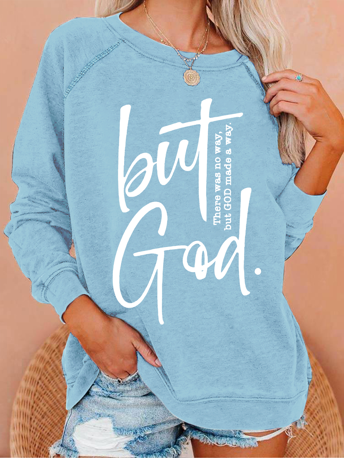 There Is No Way But God Made A Way Christian Casual Regular Fit Text Letters Sweatshirt