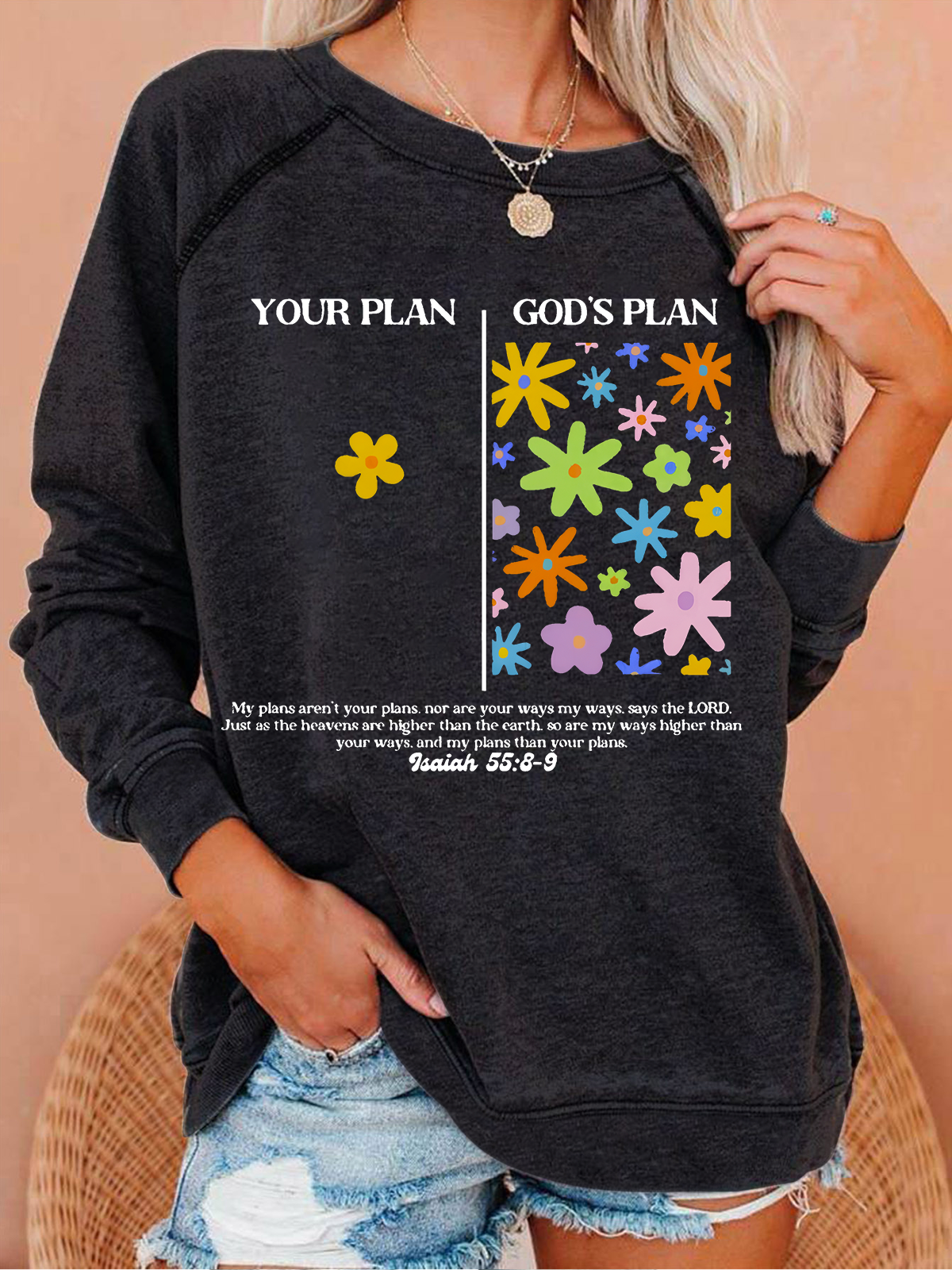 Your Plan And God's Plan Christian Casual Text Letters Sweatshirt