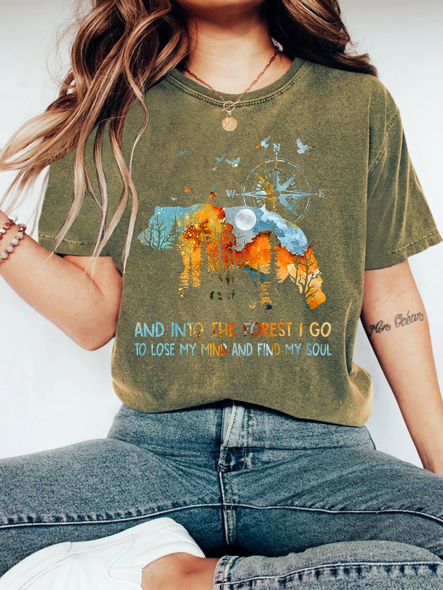 Into The Forest I Go Bear Vintage Distressed Shirt