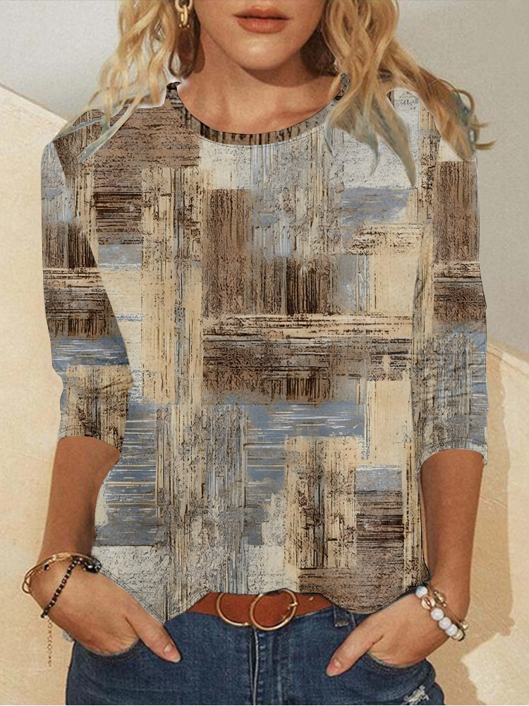 Geometric Loose Jersey Casual T-Shirt