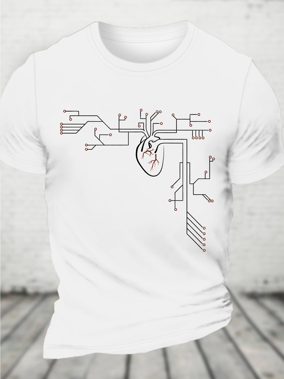 Heart Circuit Board Geek Cotton T-shirt