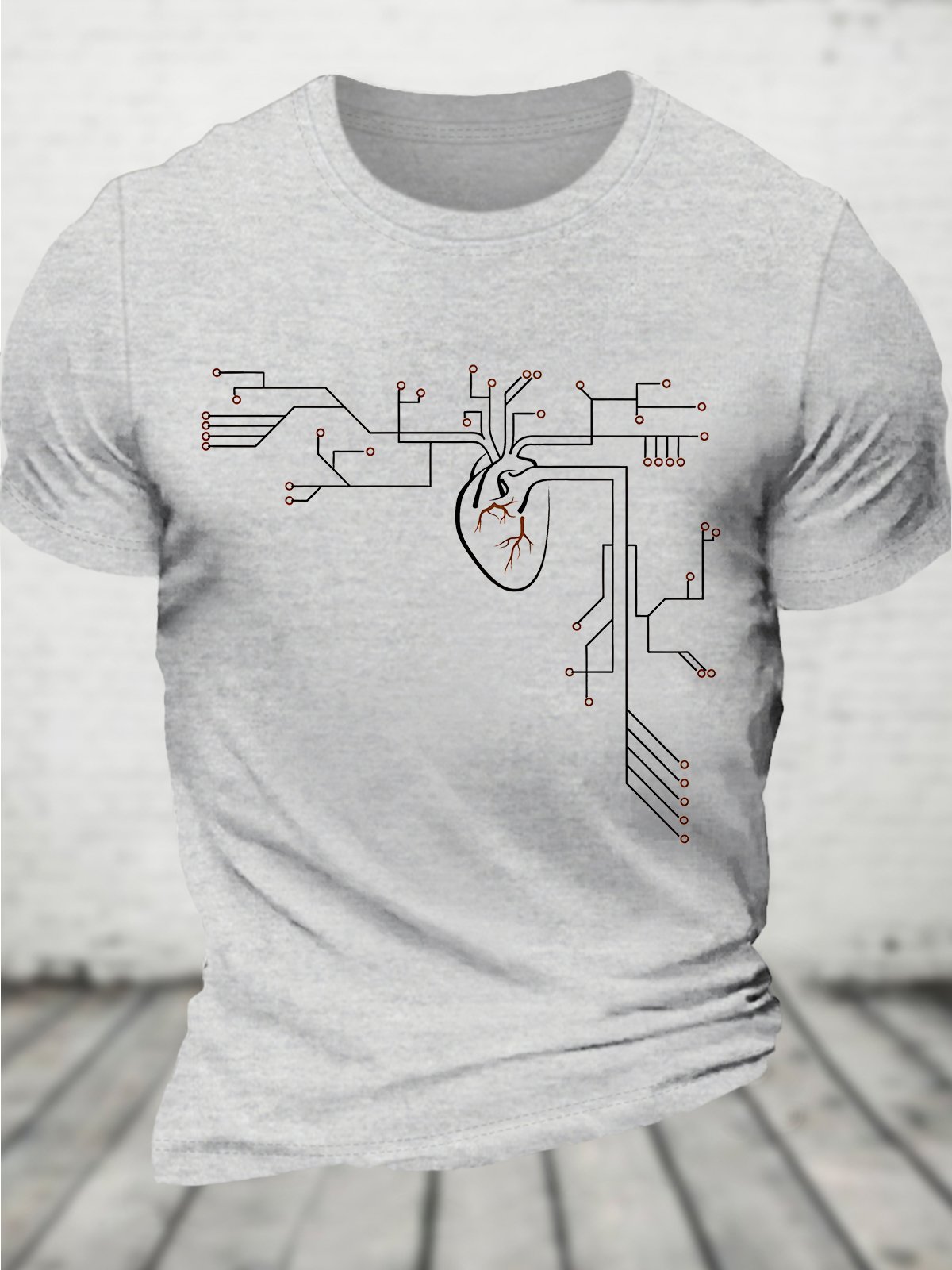 Heart Circuit Board Geek Cotton T-shirt