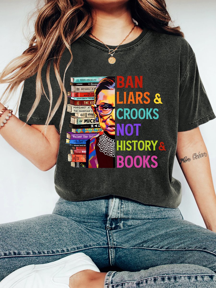 Ban Liars And Crooks Not History And Books Book Lovers Vintage Distressed Shirt