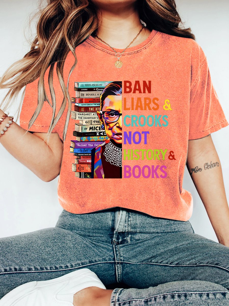 Ban Liars And Crooks Not History And Books Book Lovers Vintage Distressed Shirt