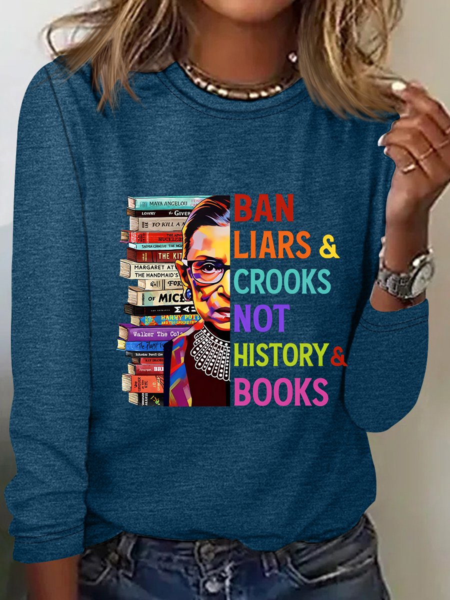 Ban Liars And Crooks Not History And Books Book Lovers Casual Long Sleeve Shirt