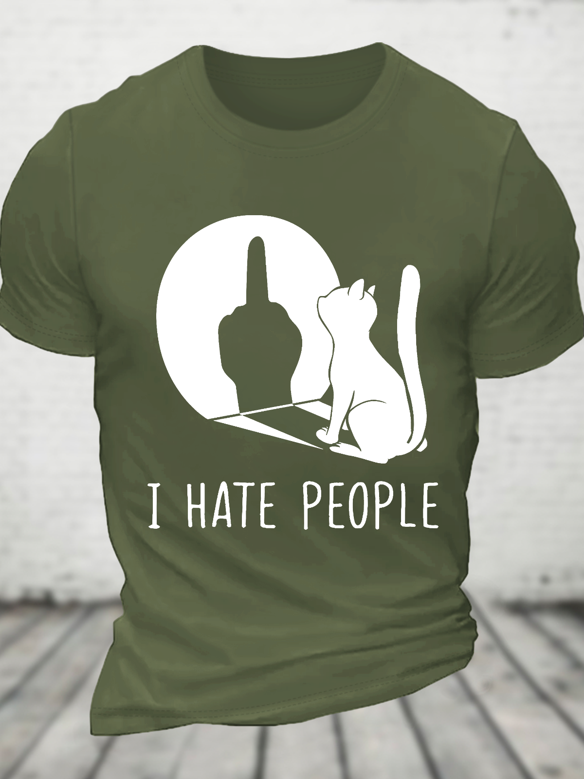 Grumpy Kitten Cats I Don't Like People Cat I Hate People Cat Cotton T-Shirt