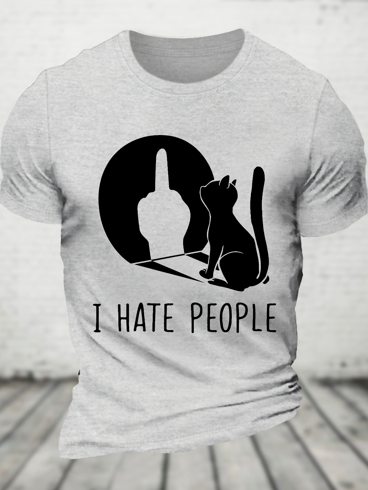 Grumpy Kitten Cats I Don't Like People Cat I Hate People Cat Cotton T-Shirt