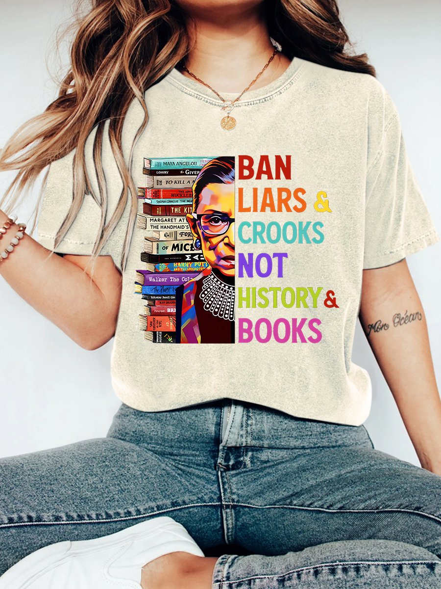 Ban Liars And Crooks Not History And Books Book Lovers Vintage Distressed Shirt