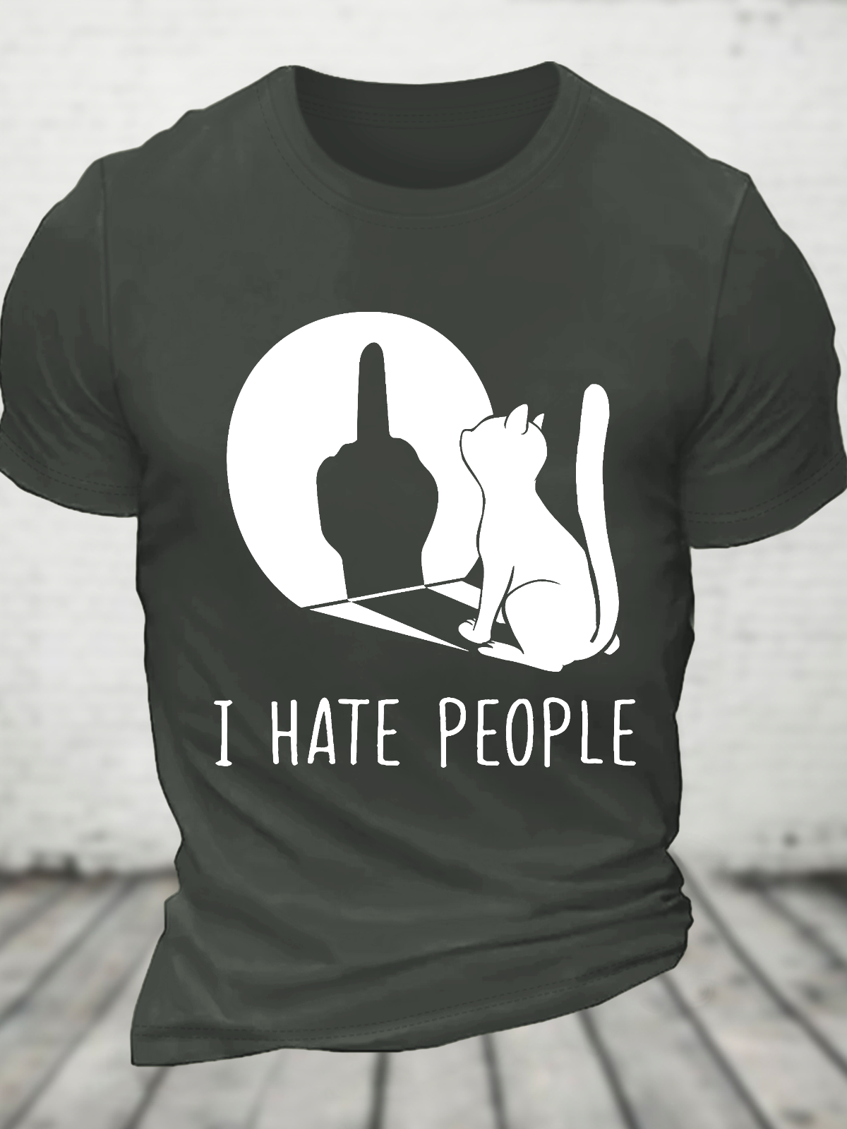 Grumpy Kitten Cats I Don't Like People Cat I Hate People Cat Cotton T-Shirt