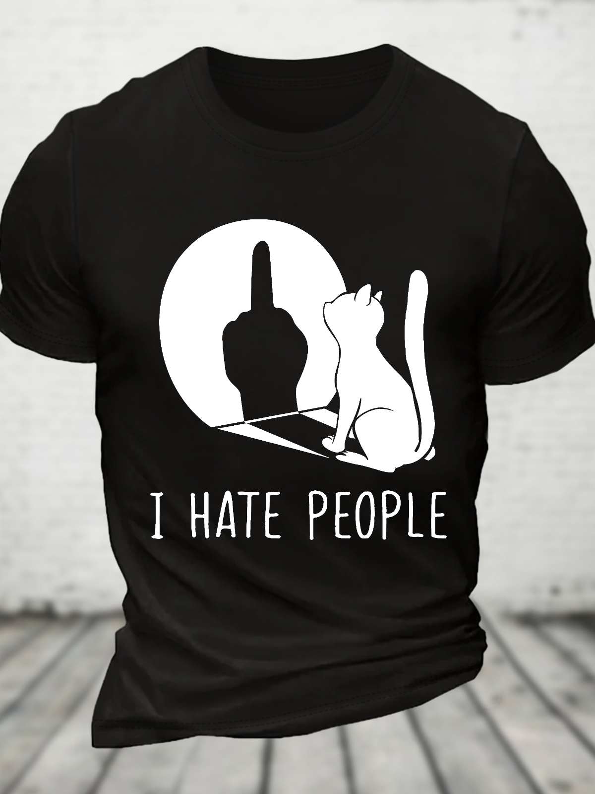 Grumpy Kitten Cats I Don't Like People Cat I Hate People Cat Cotton T-Shirt