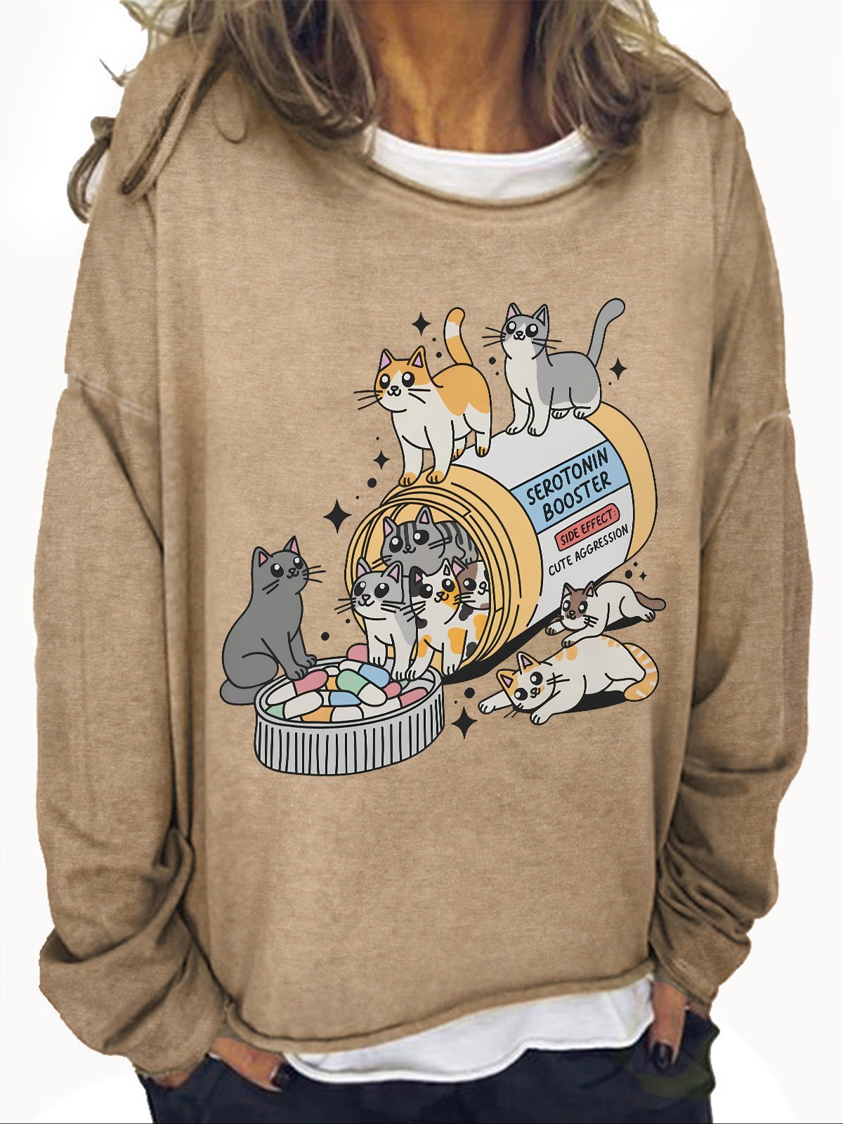 Serotonin Booster Cats Super Cute Artsy Creative Casual Sweatshirt