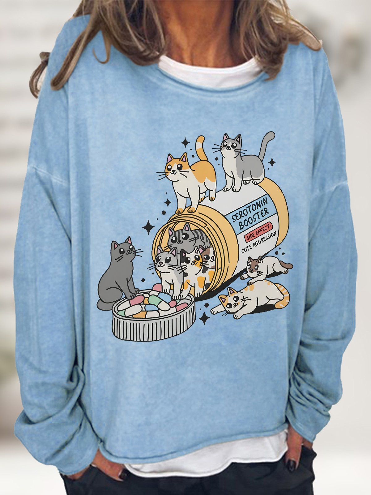 Serotonin Booster Cats Super Cute Artsy Creative Casual Sweatshirt