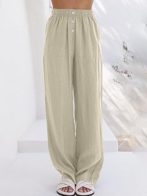 Women's Cotton And Linen Loose Casual Straight Pants