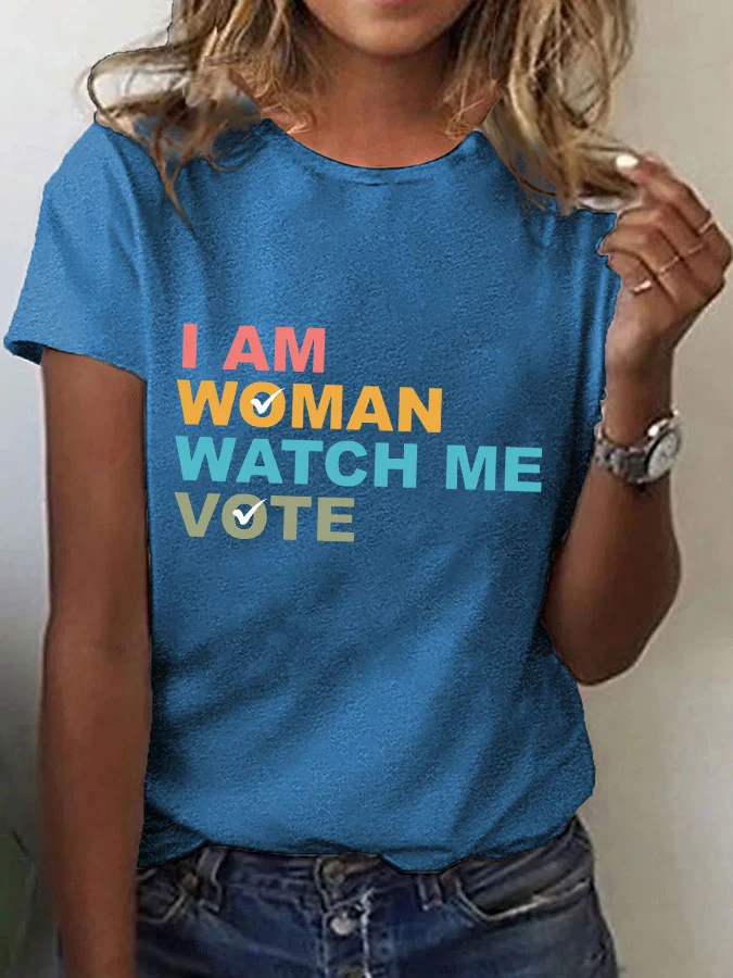 Women's 'I Am Woman Watch Me Vote' Print T-Shirt