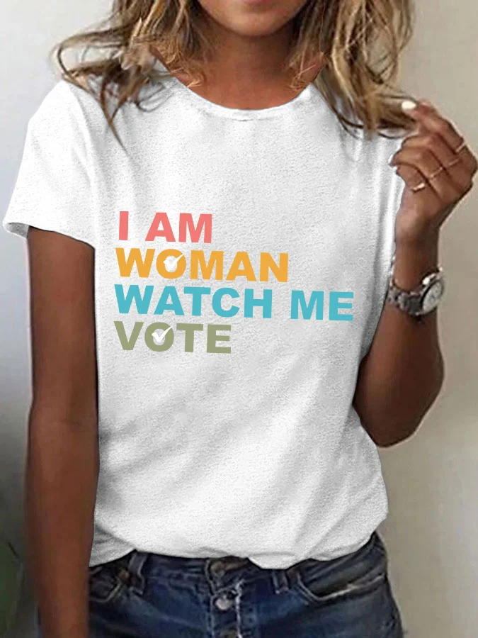 Women's 'I Am Woman Watch Me Vote' Print T-Shirt