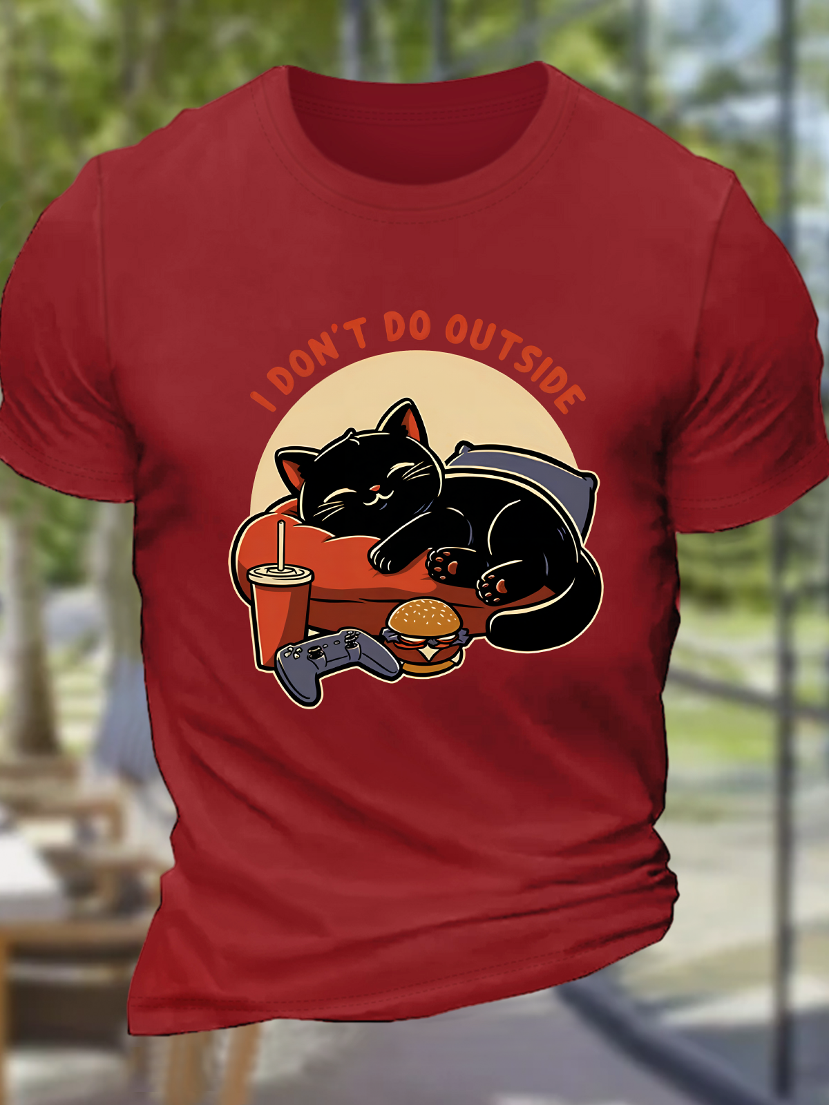 Lazy Gamer Cat Cotton T-Shirt