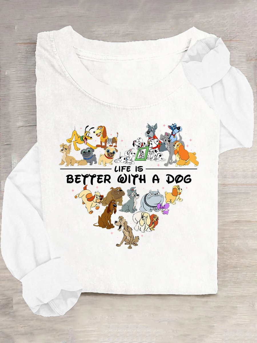 Comfort Colors Life Is Better With Dogs Casual Long Sleeve Shirt