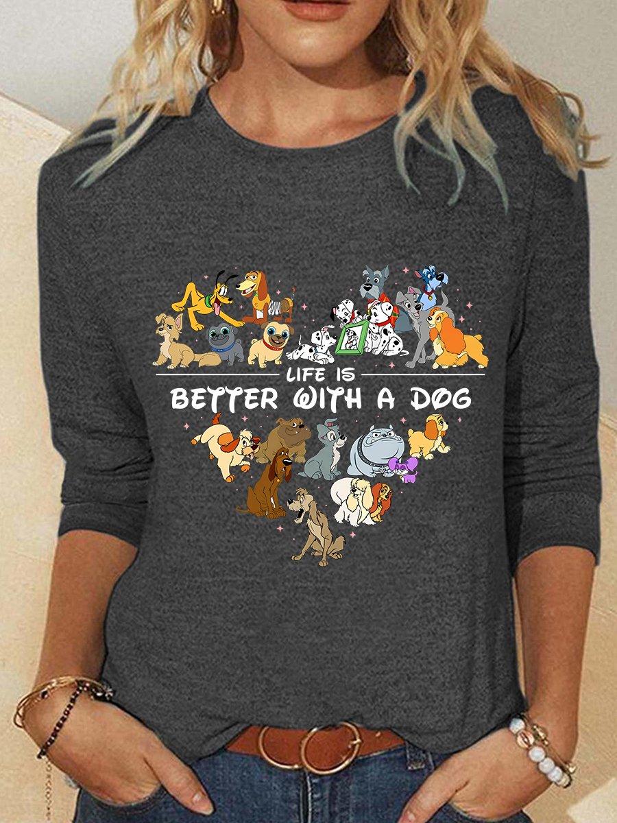 Comfort Colors Life Is Better With Dogs Casual Long Sleeve Shirt