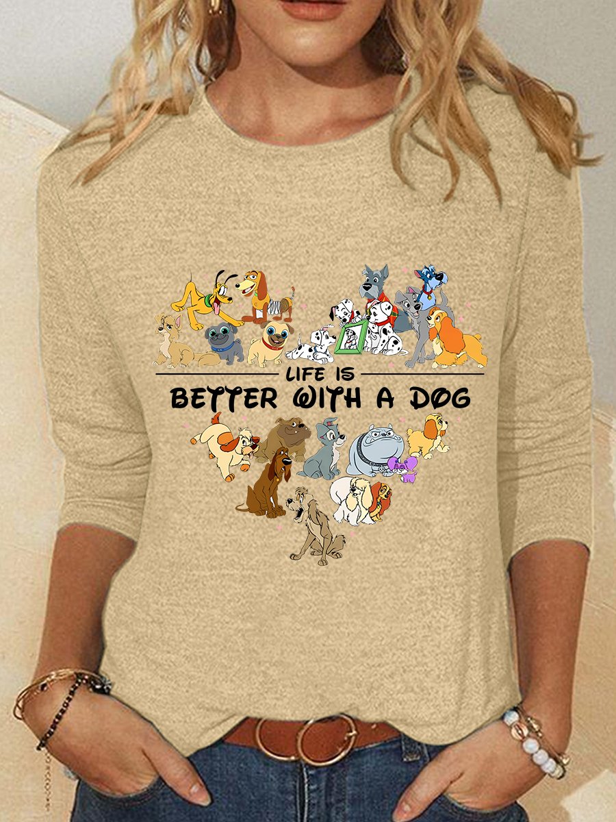 Comfort Colors Life Is Better With Dogs Casual Long Sleeve Shirt