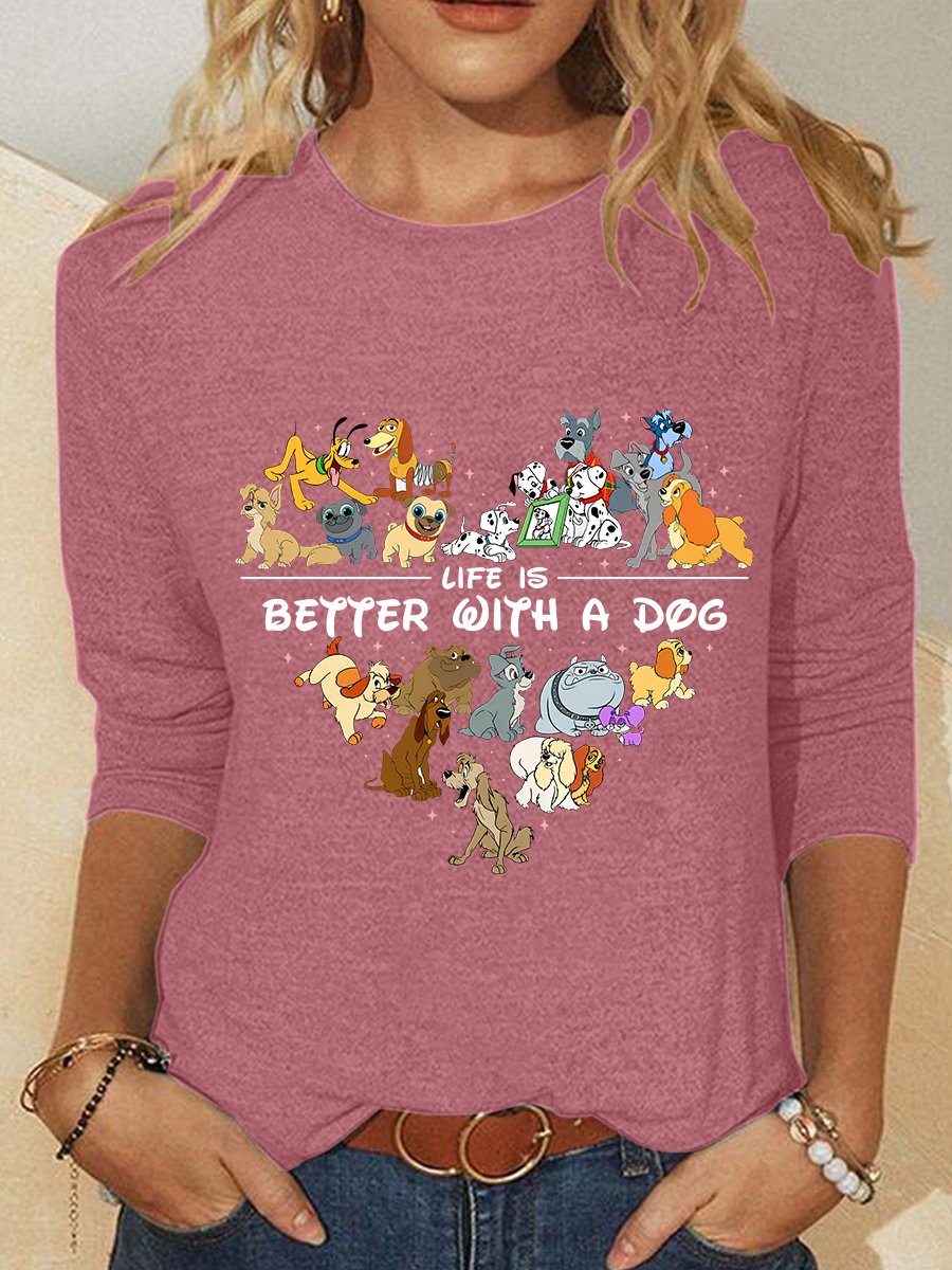 Comfort Colors Life Is Better With Dogs Casual Long Sleeve Shirt