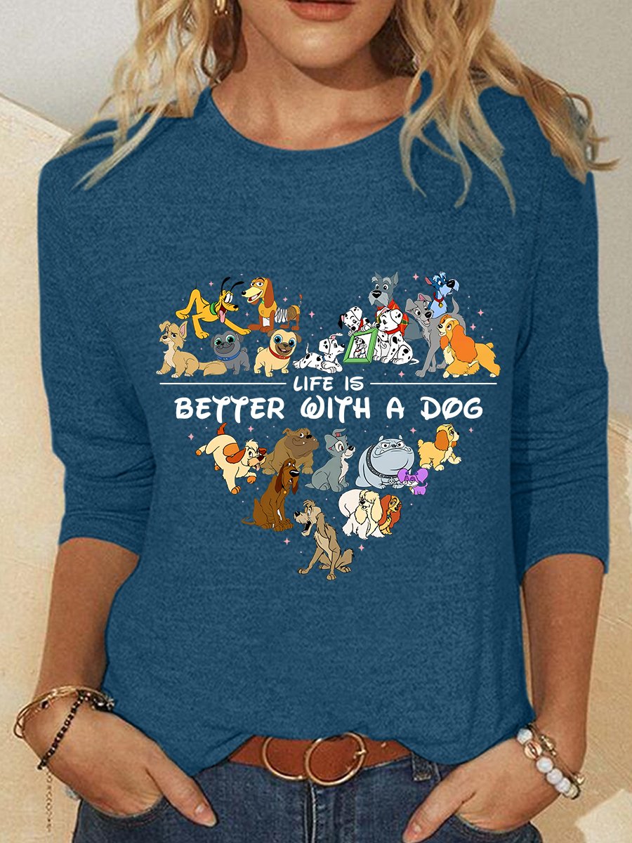 Comfort Colors Life Is Better With Dogs Casual Long Sleeve Shirt