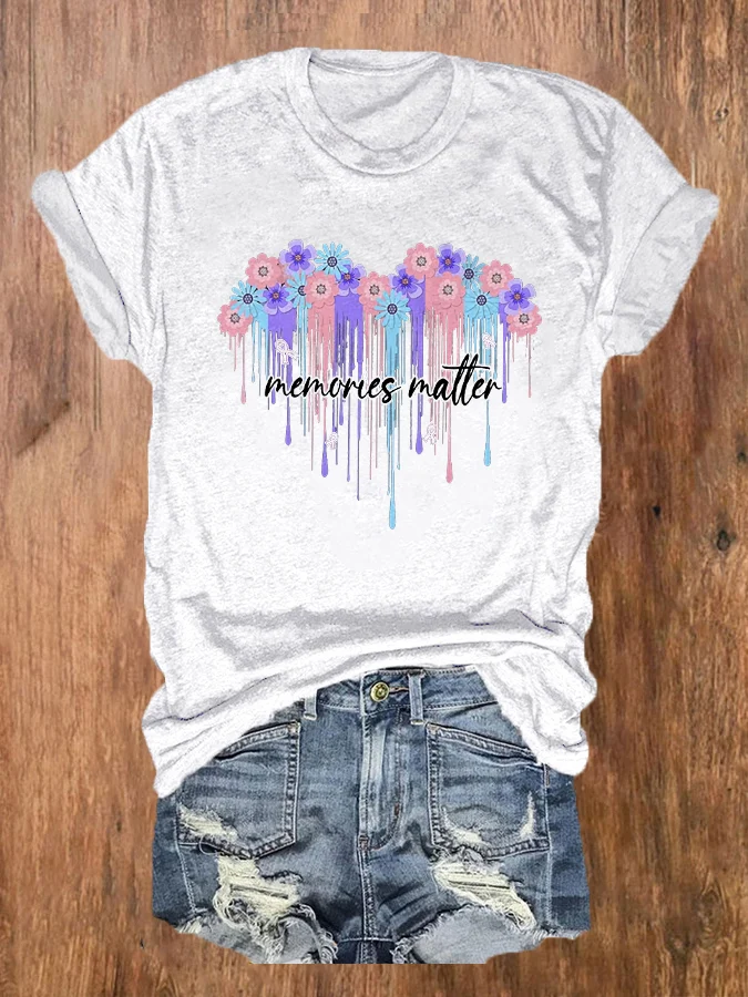 Women's Memories Matter End ALZ Alzheimer's Awareness Print T-Shirt