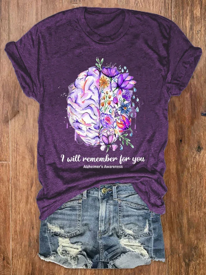 Women's I Will Remember For You Alzheimer's Awareness Tee