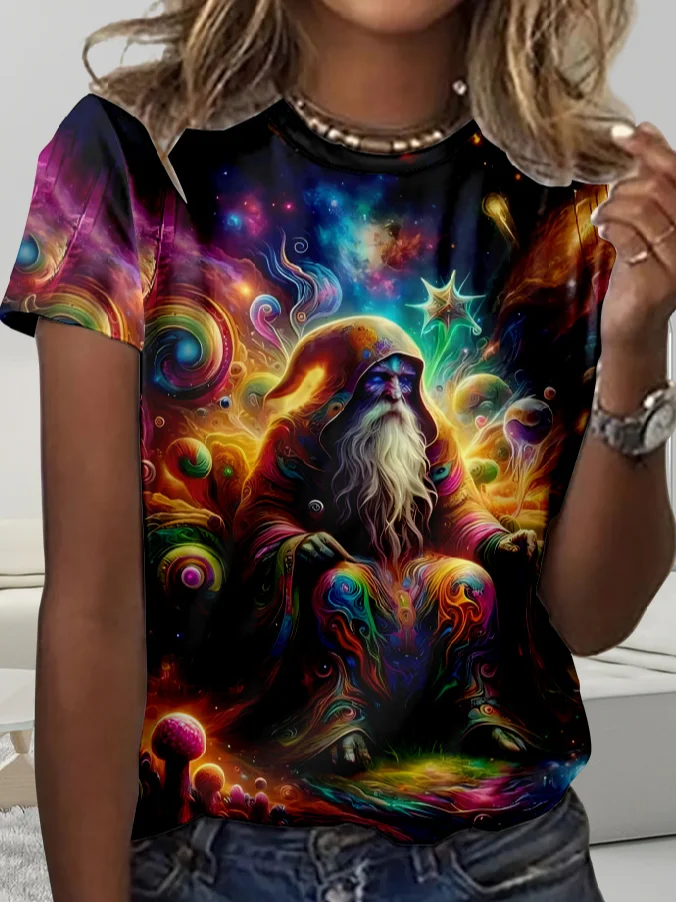 Unisex Star Wizard abstract print design T-shirt