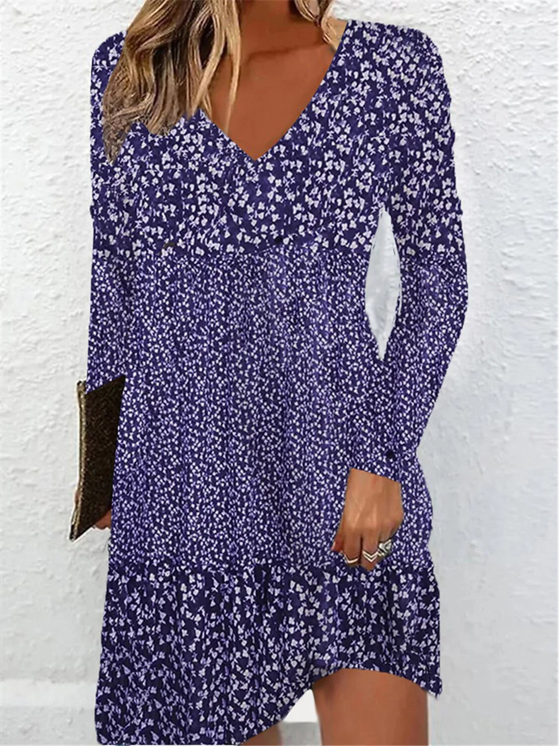 Casual Ditsy Floral Loose Knitted Dress