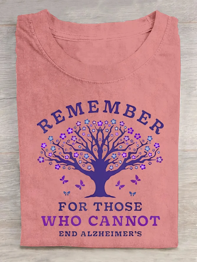 Women's Remember For Those Who Cannot Dementia Alzheimer's Disease Awareness Printed Cotton T-Shirt