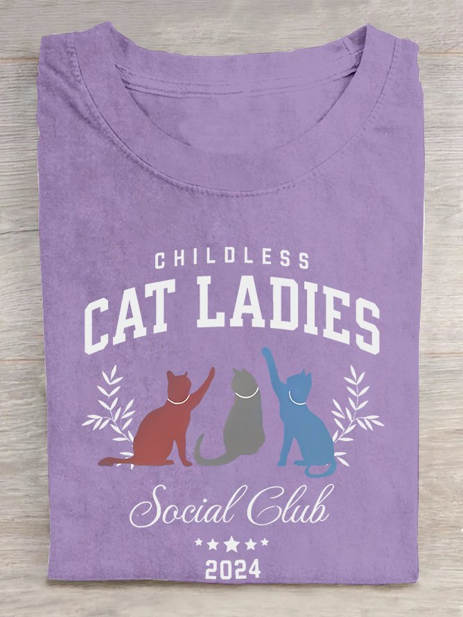 Childless Cat Lady Print  Cotton T-shirt