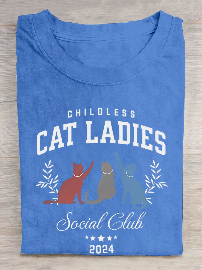 Childless Cat Lady Print  Cotton T-shirt