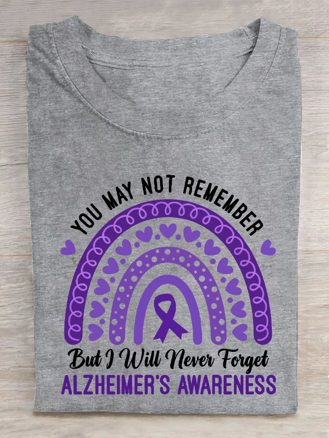 You May Not Remember But I Will Never Forget Alzheimer's Awareness Rainbow Cotton T-Shirt