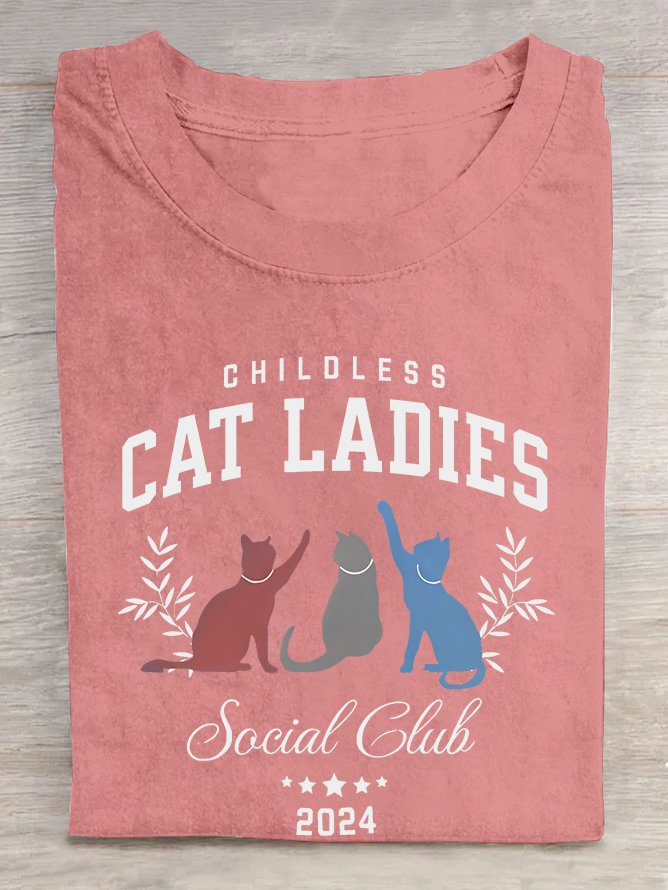 Childless Cat Lady Print  Cotton T-shirt