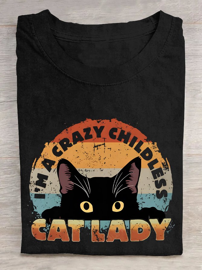 I'm a Crazy Childless Cat Lady Election Vote 2024 President  Cotton T-shirt